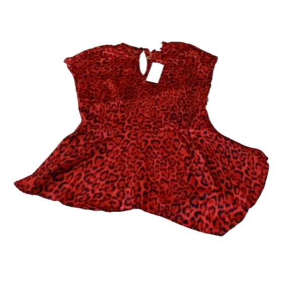 NWT  Michael Kors M Cheetah Print Chained V-Neck Assymetrical Hem Blouse Top - Picture 6 of 7